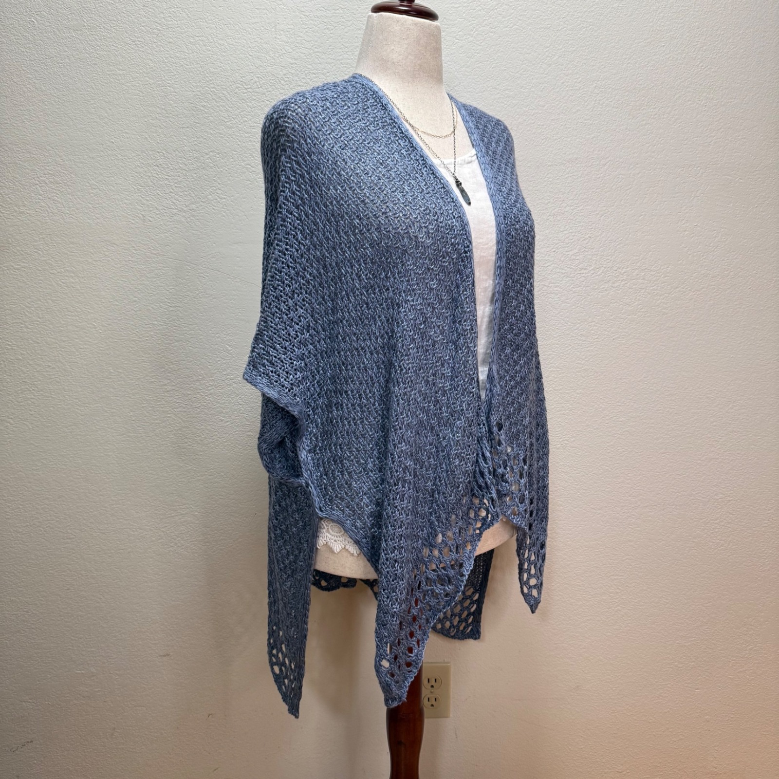 Sonoma Crochet Open Knit Bohemian Cozy Chic Waterfall Cardigan Women One Size